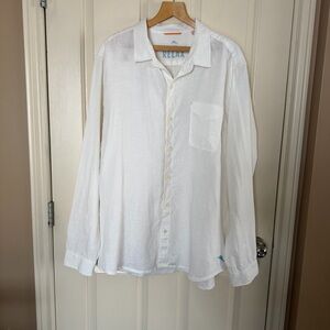 TOMMY BAHAMA: WHITE SEASPRAY BREEZER LONG SLEEVE SHIRT Size XXL 100% Linen